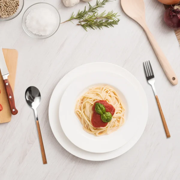 Hot selling knife fork spoon stainless steel cutlery set with wooden handle